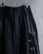 "COMME des GARCONS" Ruffle & tulle asymmetrical docking sarouel slacks