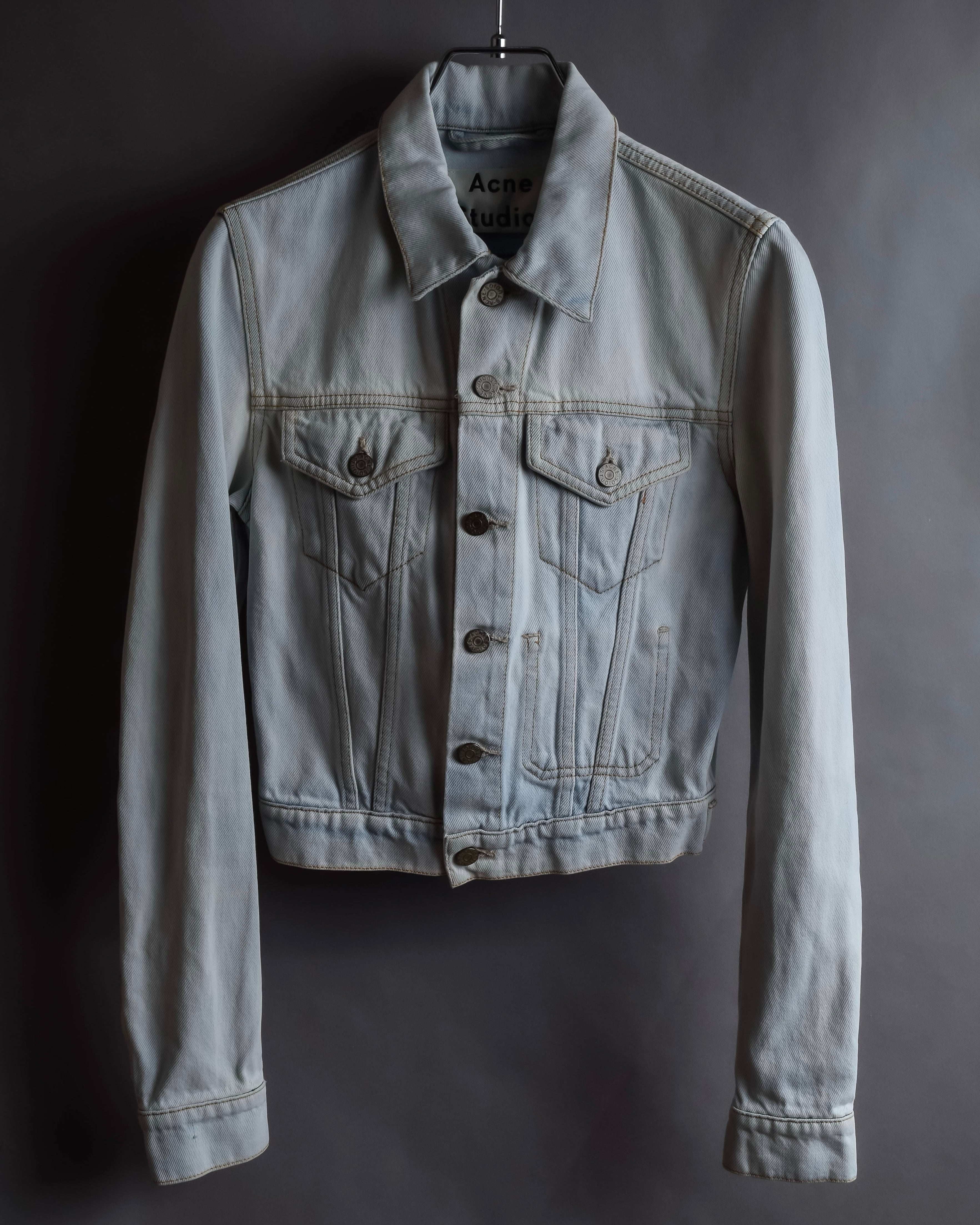 "Acne Studios" Washed light blue short denim jacket