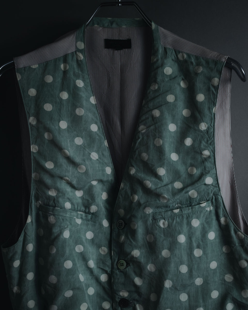 "COMME des GARÇONS HOMME"
Early 90s polka-dot rayon tailored vest