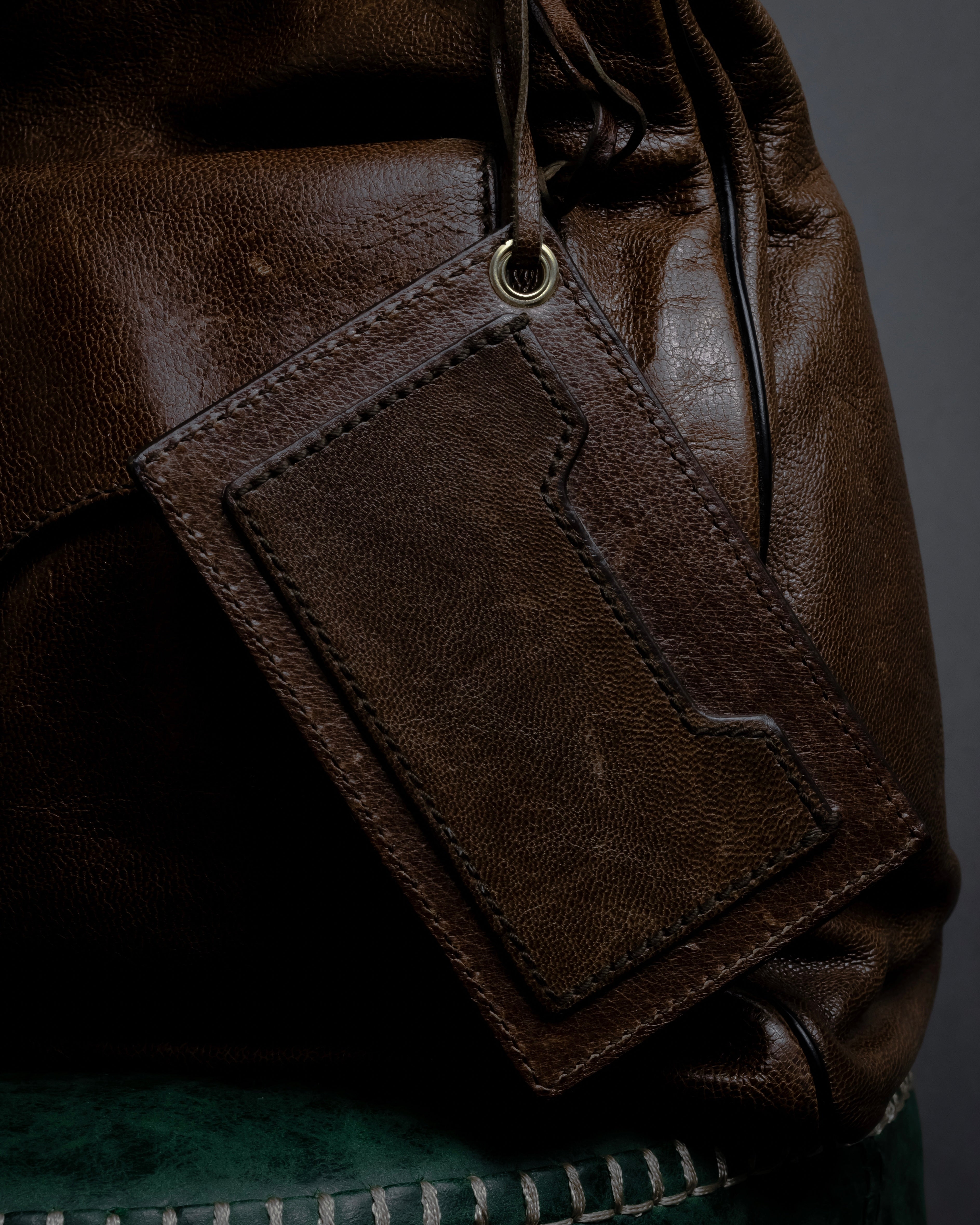 "BALENCIAGA" Gold turn lock design leather combination bag