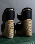 "Jimmy Choo" Leather combination wedge sole heel sandals