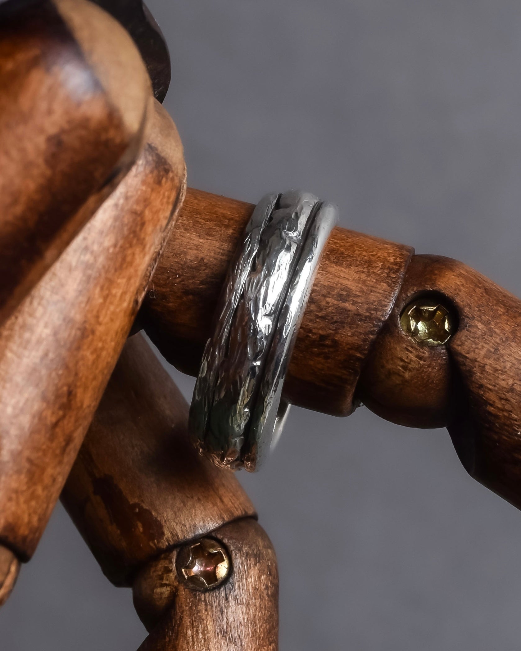 "GEORG JENSEN" Hammered silver signature ring