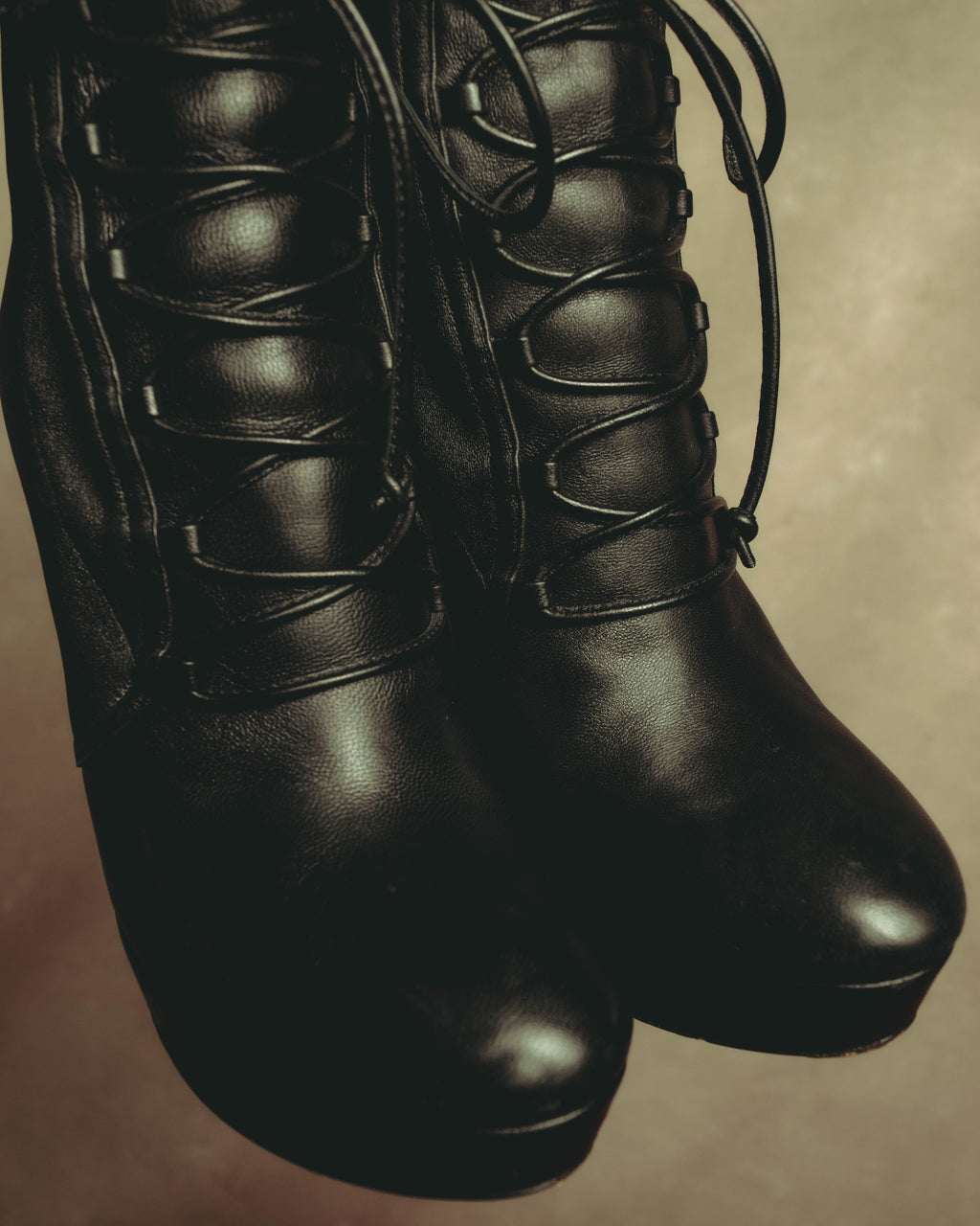 –SPECIAL– "Miu Miu" 00's–10's Sculptural platform lace up ankle boots