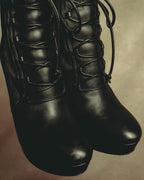 –SPECIAL– "Miu Miu" 00's–10's Sculptural platform lace up ankle boots