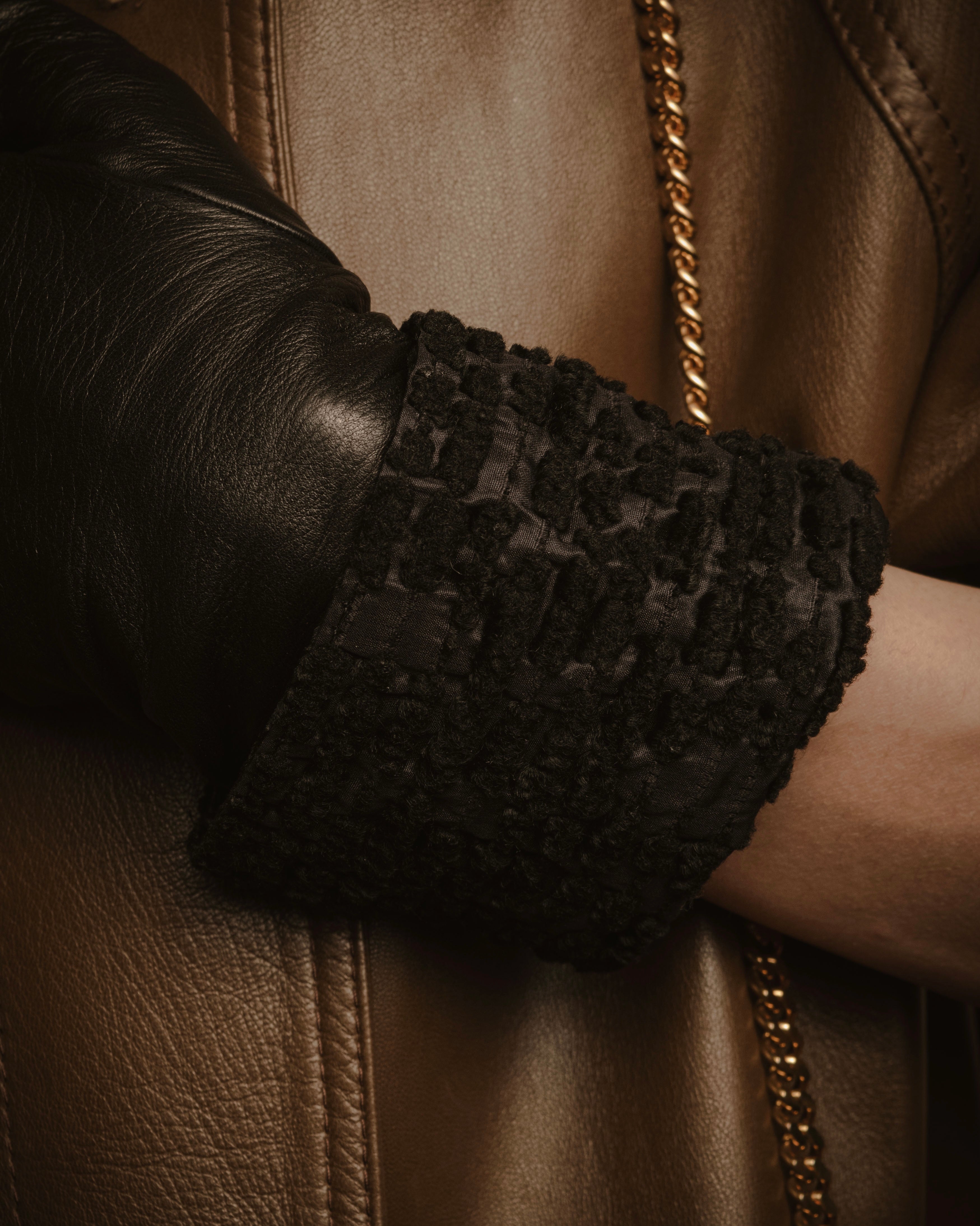 -SPECIAL- "HERMES" 90's Astrakhan combination leather gloves