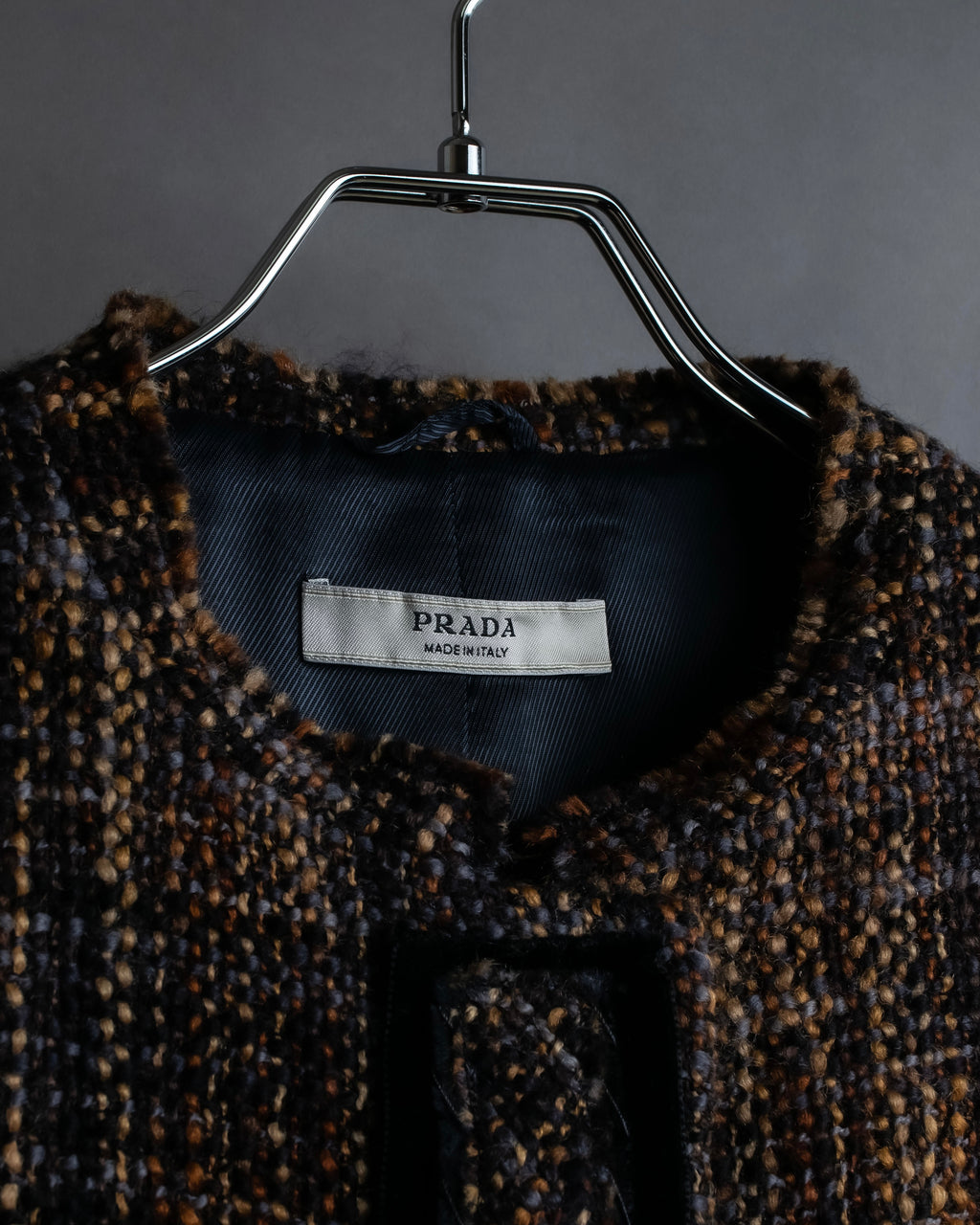 "PRADA" Multicolor mixed tweed short jacket