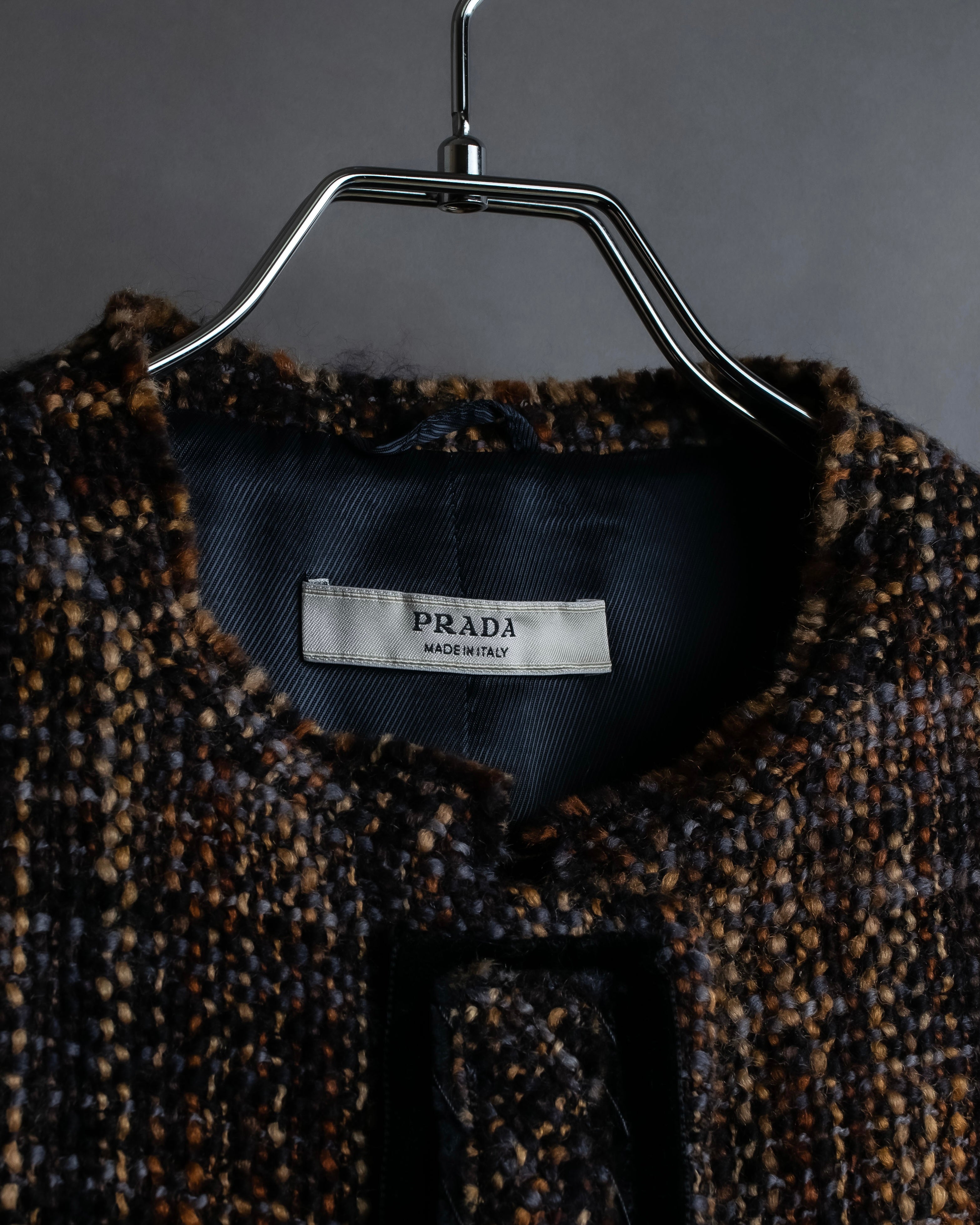 "PRADA" Multicolor mixed tweed short jacket