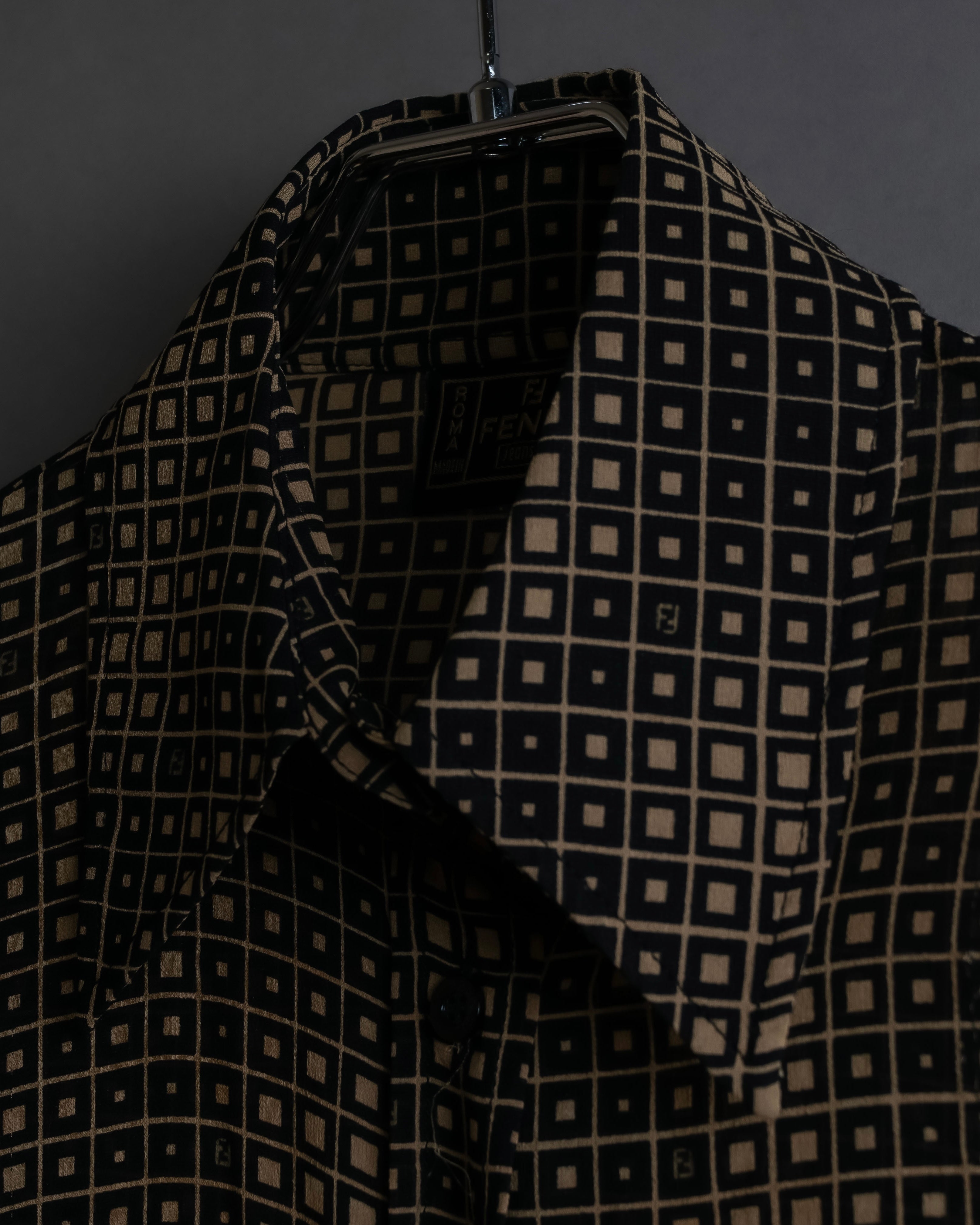 "FENDI" Geometric pattern logo printed shirt