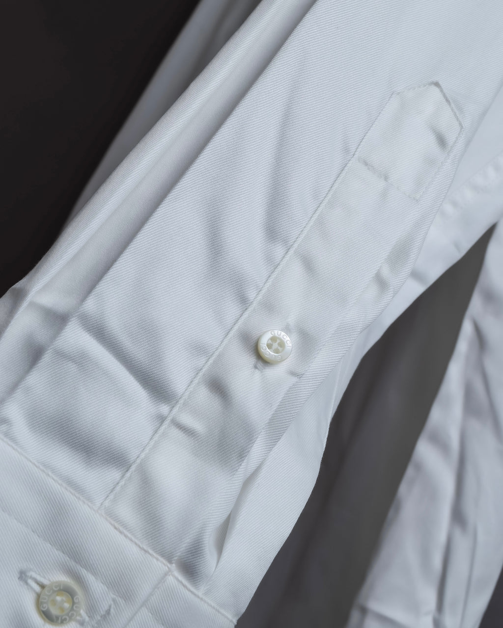"GUCCI" Minimal collar detail white cotton shirt