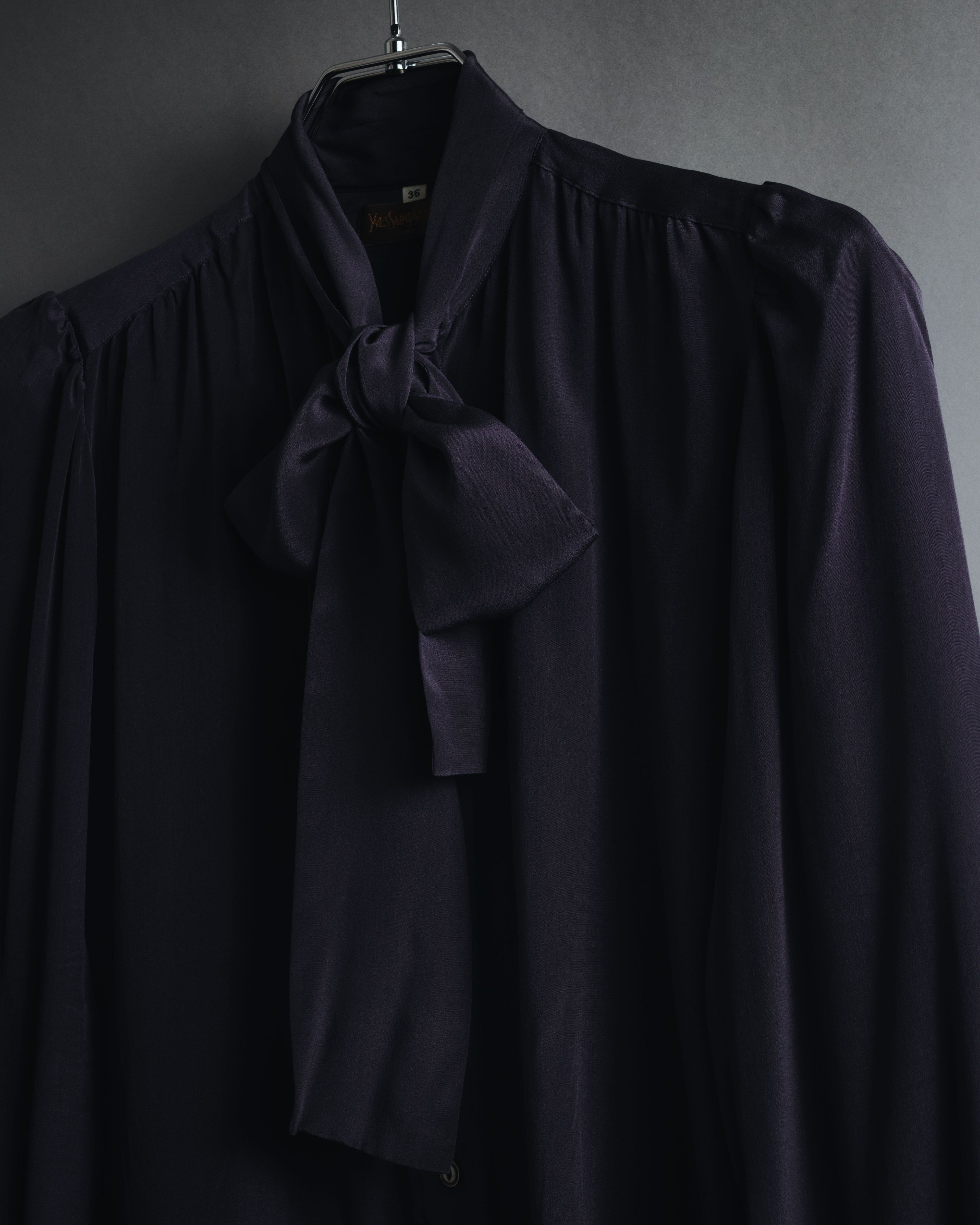 "Yves Saint Laurent" Late 80s silk bow tie blouse