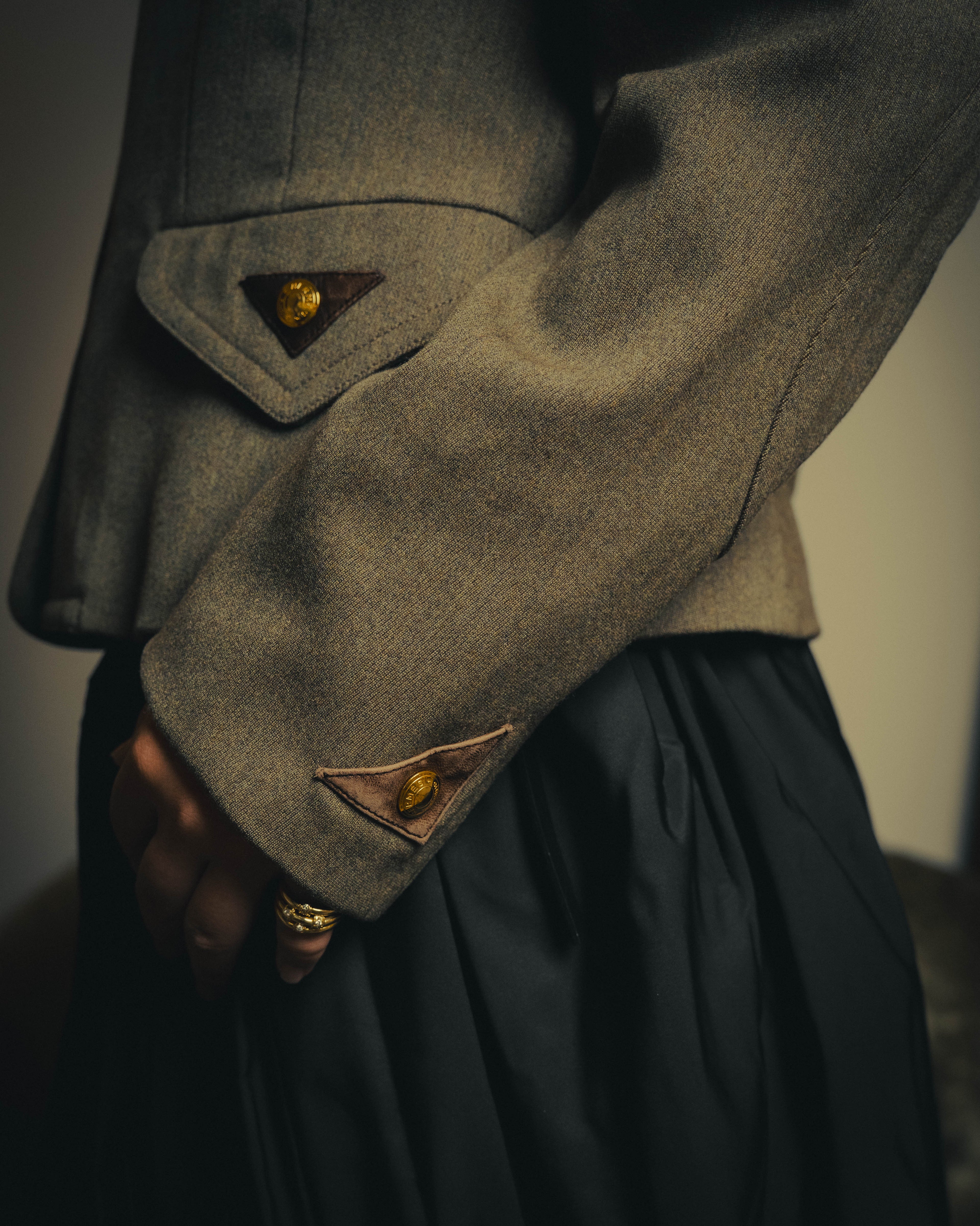 –SPECIAL– "Hermès" 70's-80's Equestrian wool tailored jacket