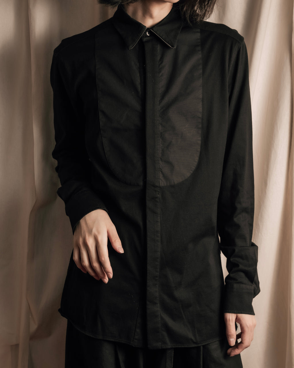 "FENDI" Pick stitch design fly front shirt