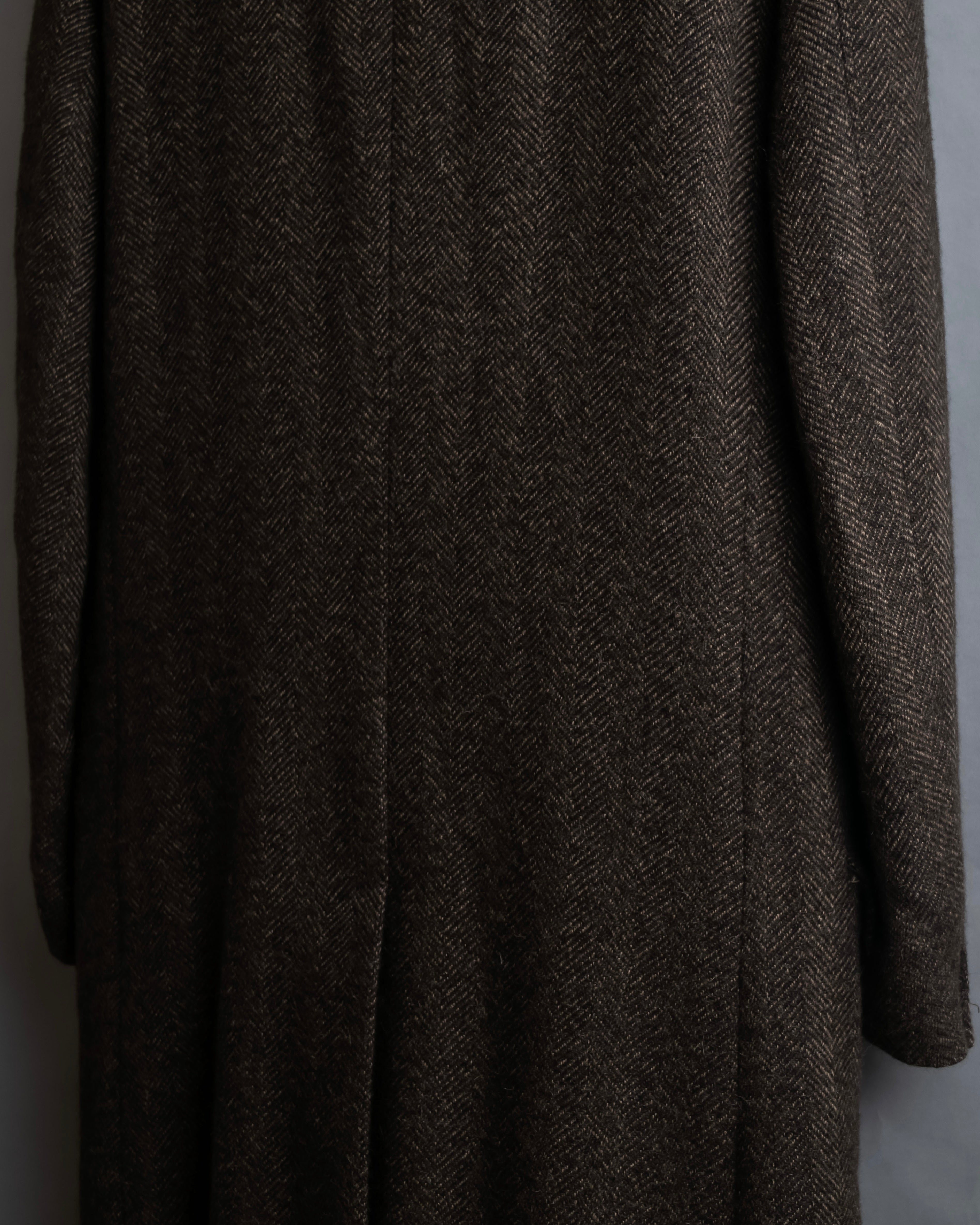 "Dolce &amp; Gabbana" Herringbone pattern slim shape chester coat