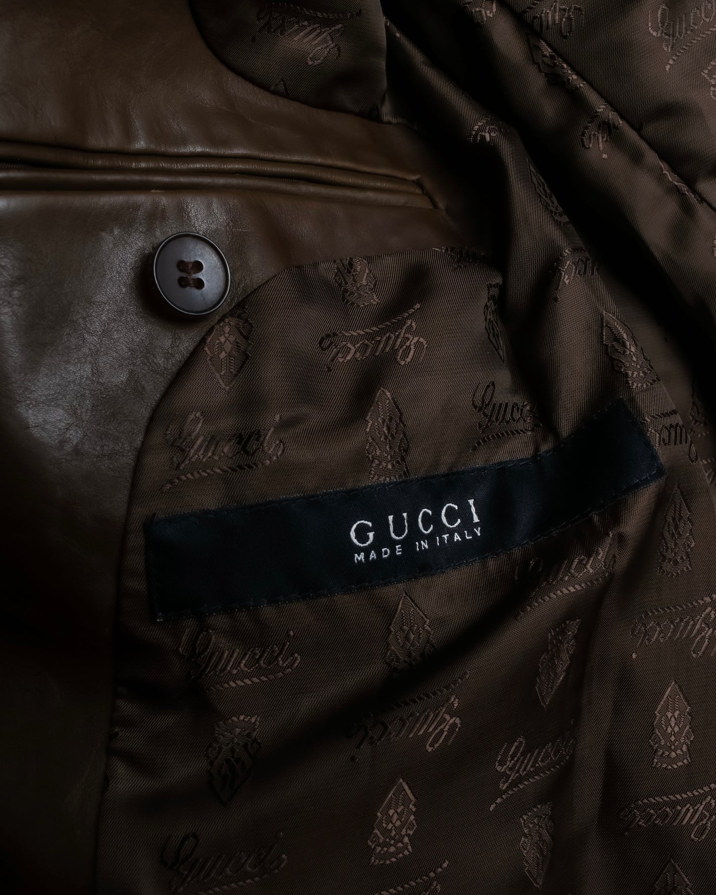 "GUCCI" Oversized calf leather tailored jacket