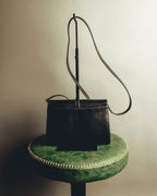 "GUCCI" 60's-70's Glossy lizard embossed leather shoulder bag