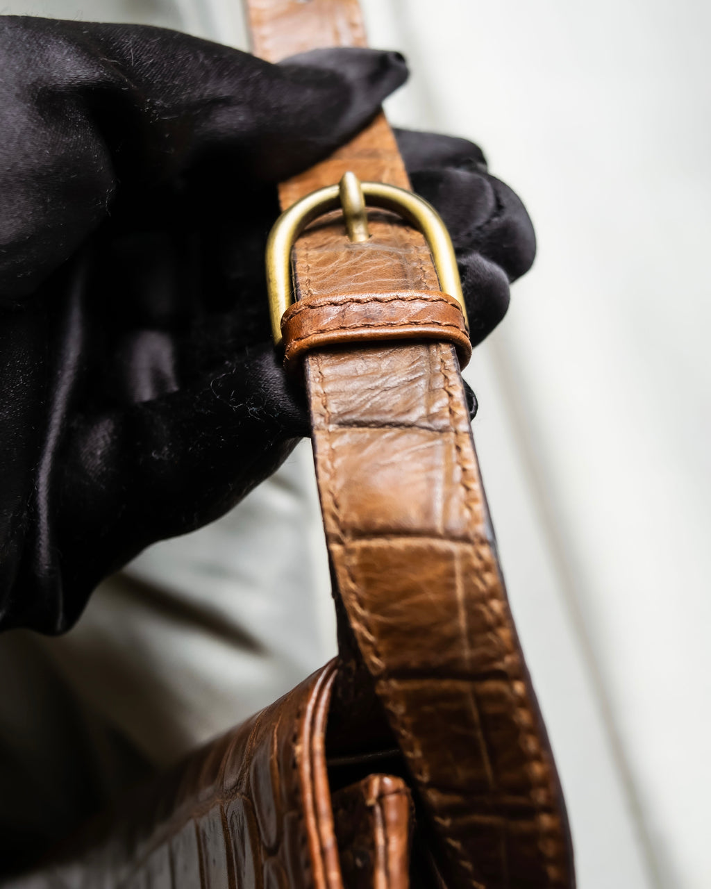 "GIORGIO ARMANI" crocodile leather box shoulder bag