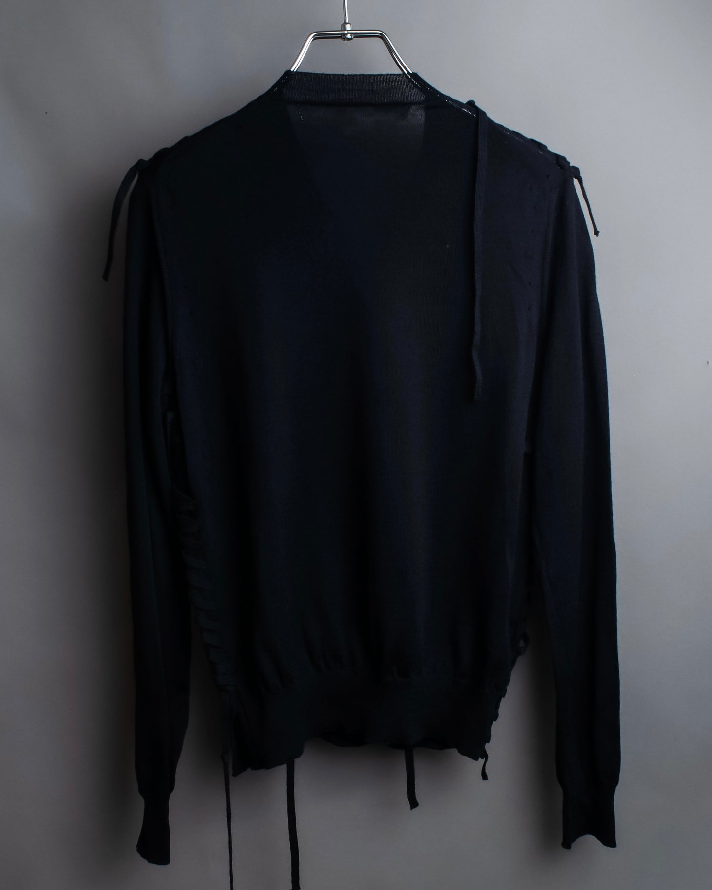 "COMME des GARCONS" Lace up design V-neck knit pullover