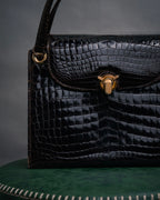 –SPECIAL– “GUCCI” 50’s-60’s Crocodile leather top handle bag