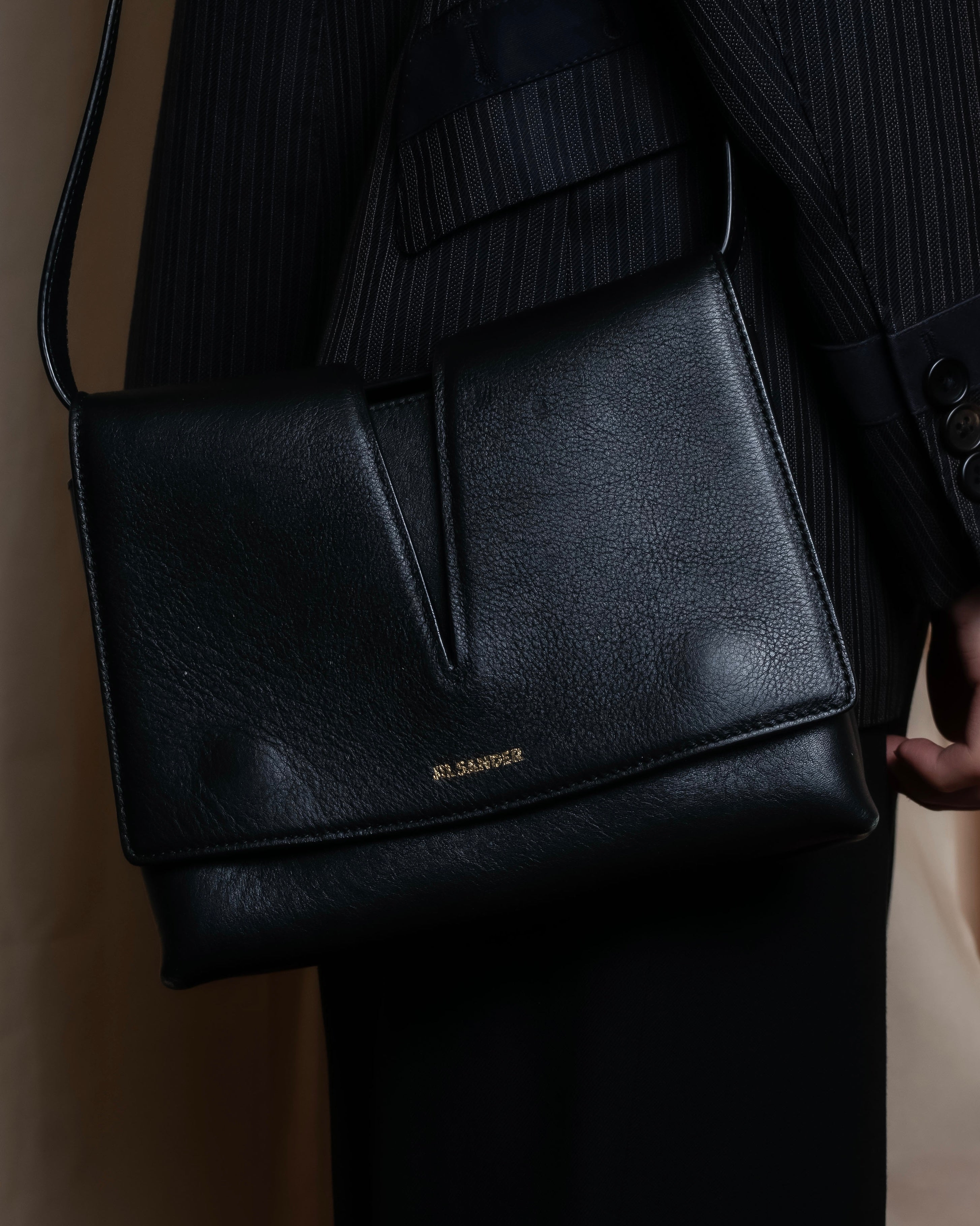 "JIL SANDER" Minimalist design leather shoulder bag