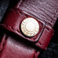 "BVLGARI" Marble motif burgundy color leather shoulder bag