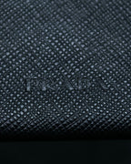 “PRADA” Letter-shaped gold-lined leather document case