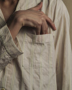 Camisa de pijama de rayas pastel con dobladillo de los años 80-90 de "CELINE"