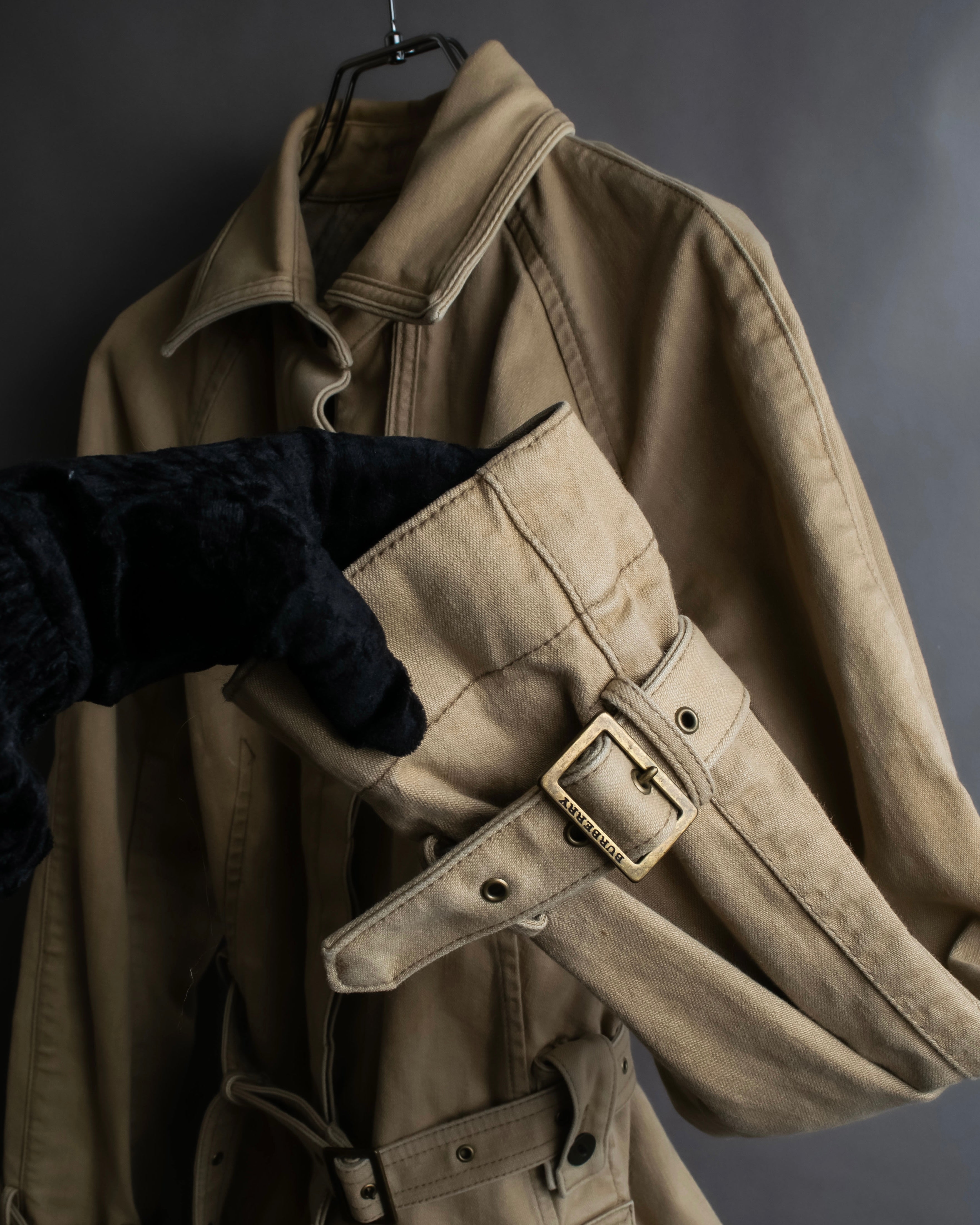 "BURBERRY" Selvedge denim trench detail jacket