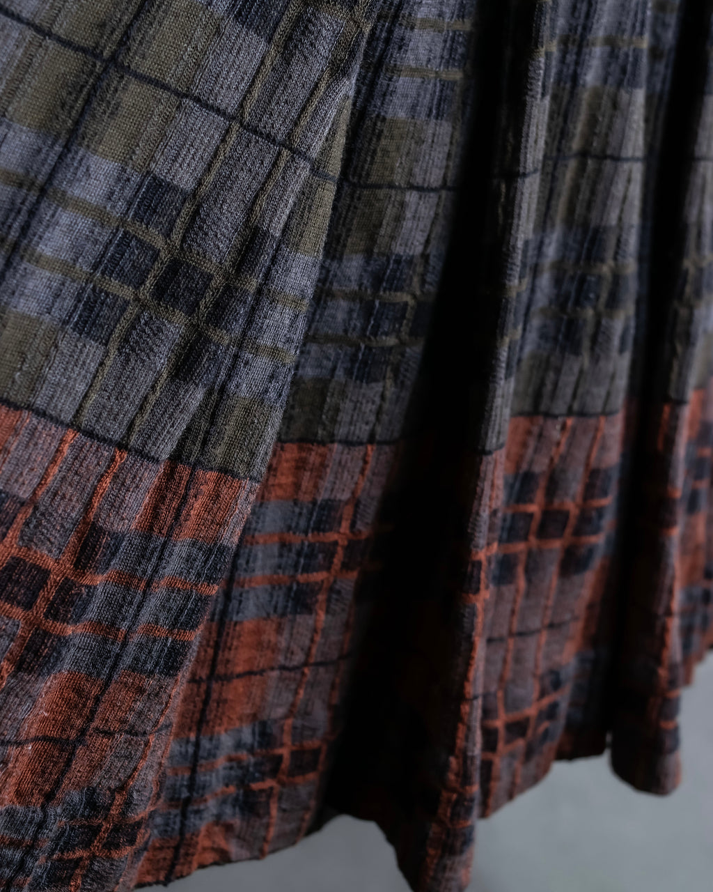 "HERMES" Check pattern cropped skirt