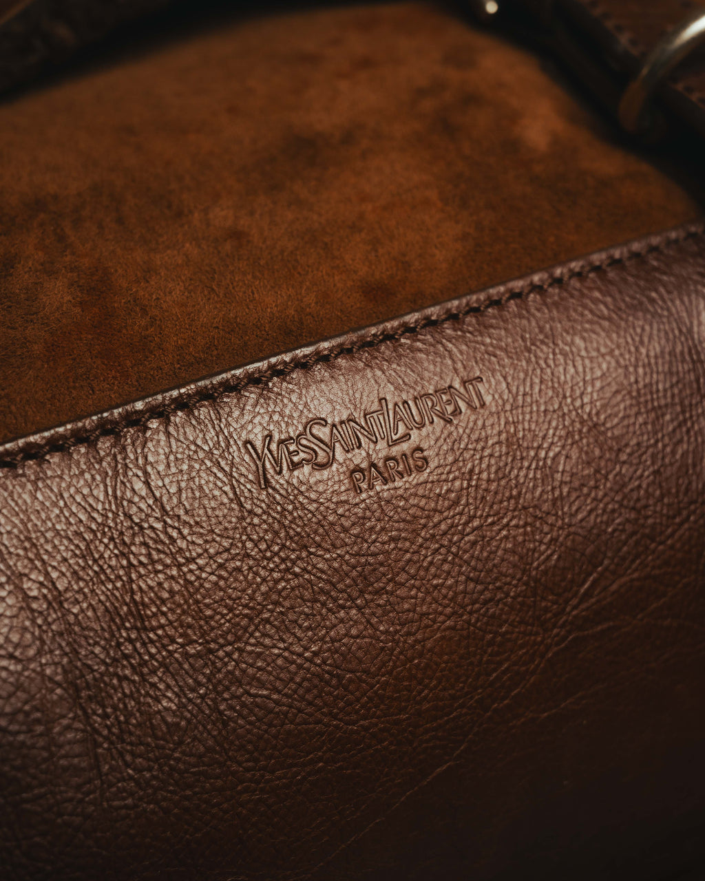 -SPECIAL- "Yves Saint Laurent" 00's Luxurious shearling double buckle messenger bag