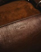 -SPECIAL- "Yves Saint Laurent" 00's Luxurious shearling double buckle messenger bag