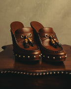 “GUCCI” 00’s Bamboo tassel studded platform mules