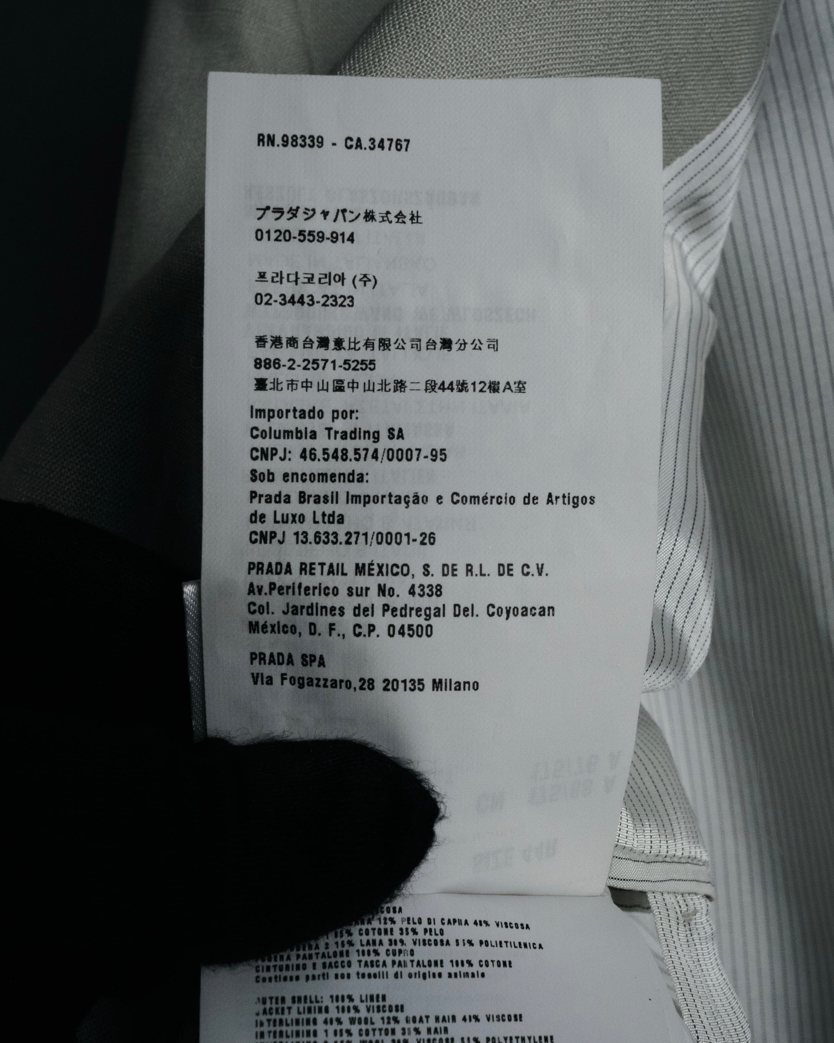 “PRADA” 10’s Linen tailored suit set