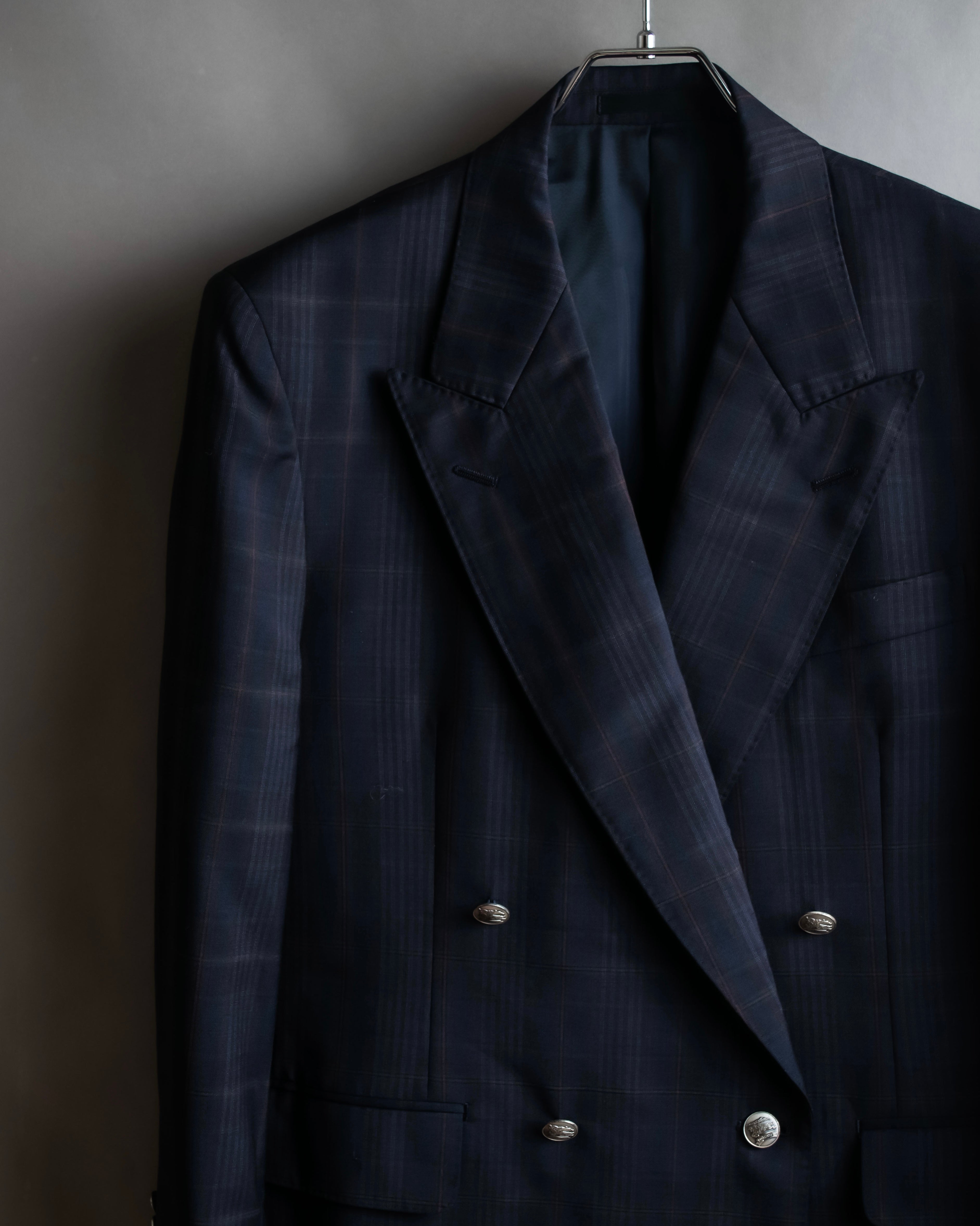 "BURBERRYS" Micro check pattern metal button blazer