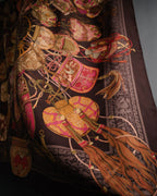 “GUCCI” 90’s Oriental motif silk carré scarf