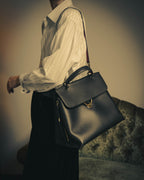 –SPECIAL– "Salvatore Ferragamo" 10's-20's Structured leather top-handle shoulder bag
