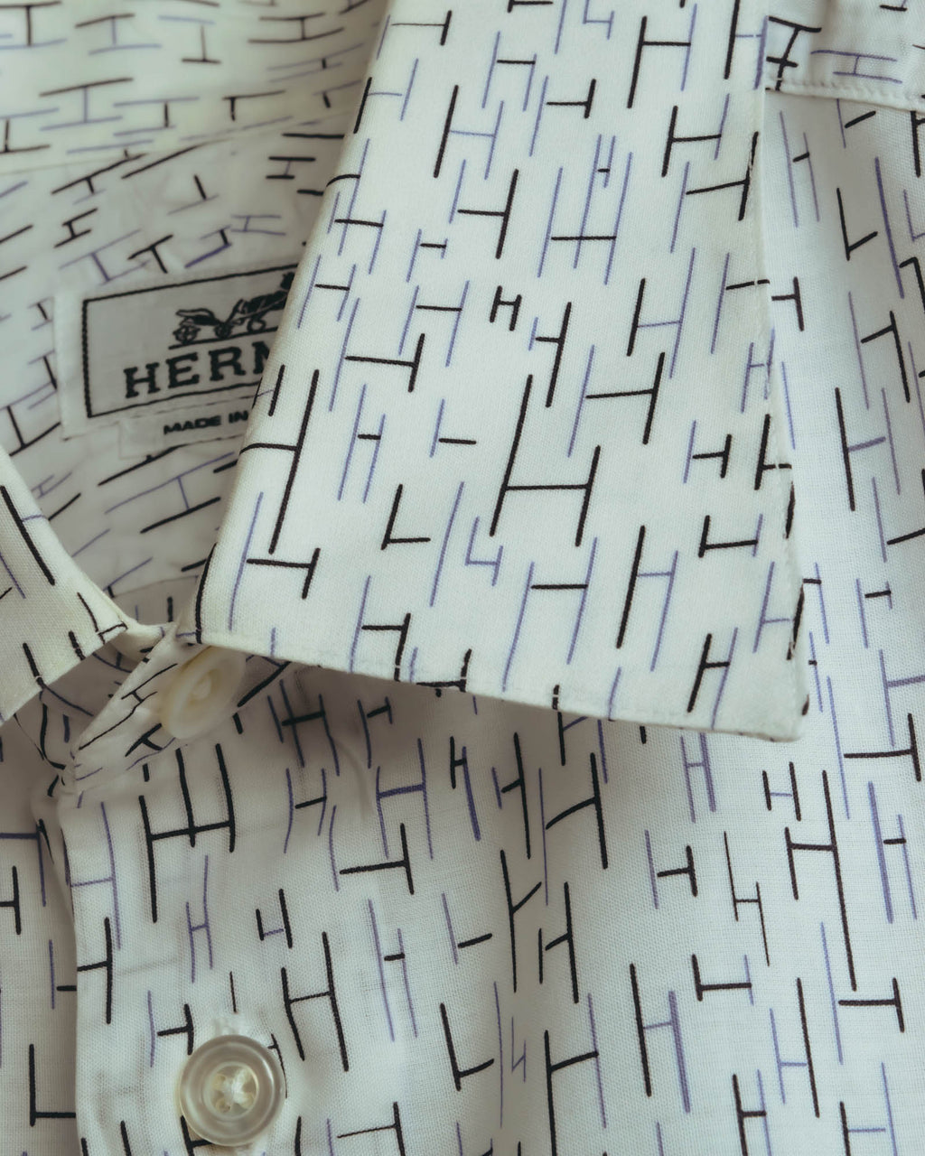 "Hermès" 00's-10's Monogram print cotton long sleeve shirt