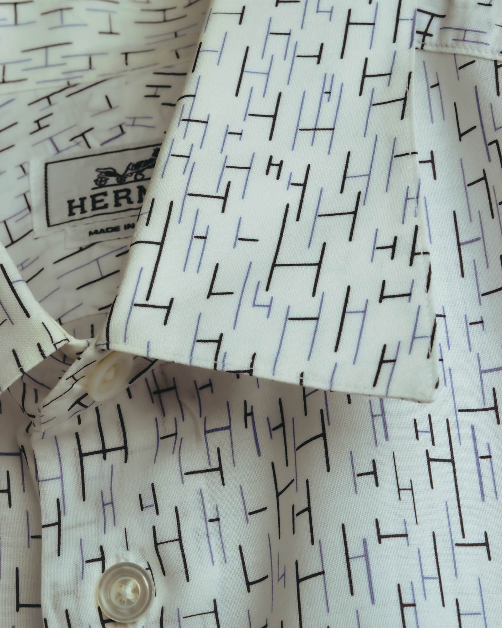 "Hermès" 00's-10's Monogram print cotton long sleeve shirt