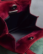 "LOEWE" Deep red color triangle suede bag