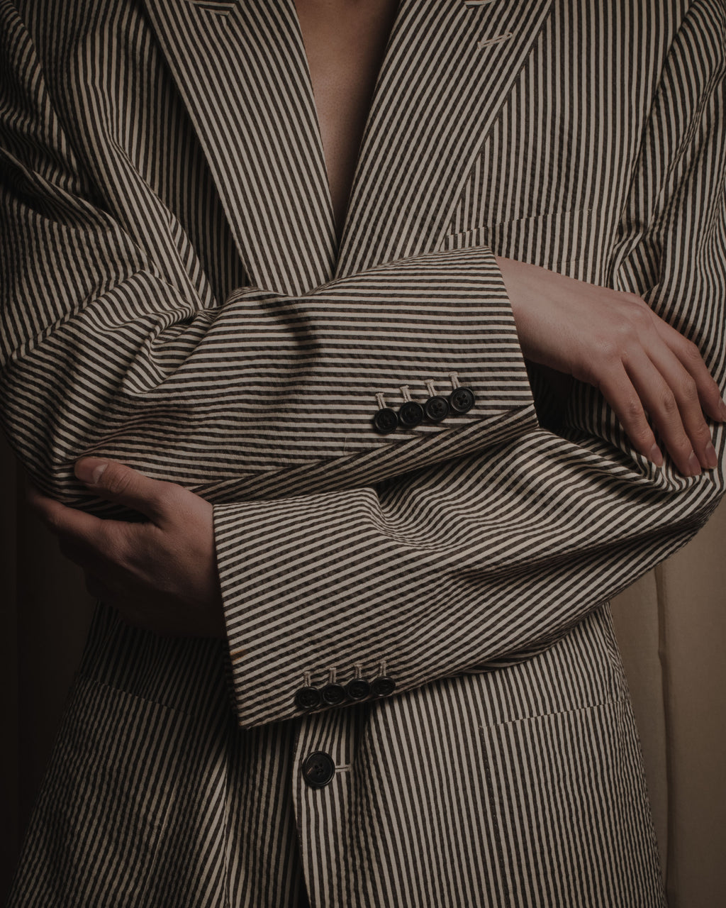 "HERMES" 00's striped stretch cotton tailored jacket