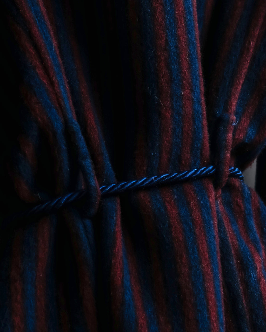 "Vintage striped waist belt design gown coat"