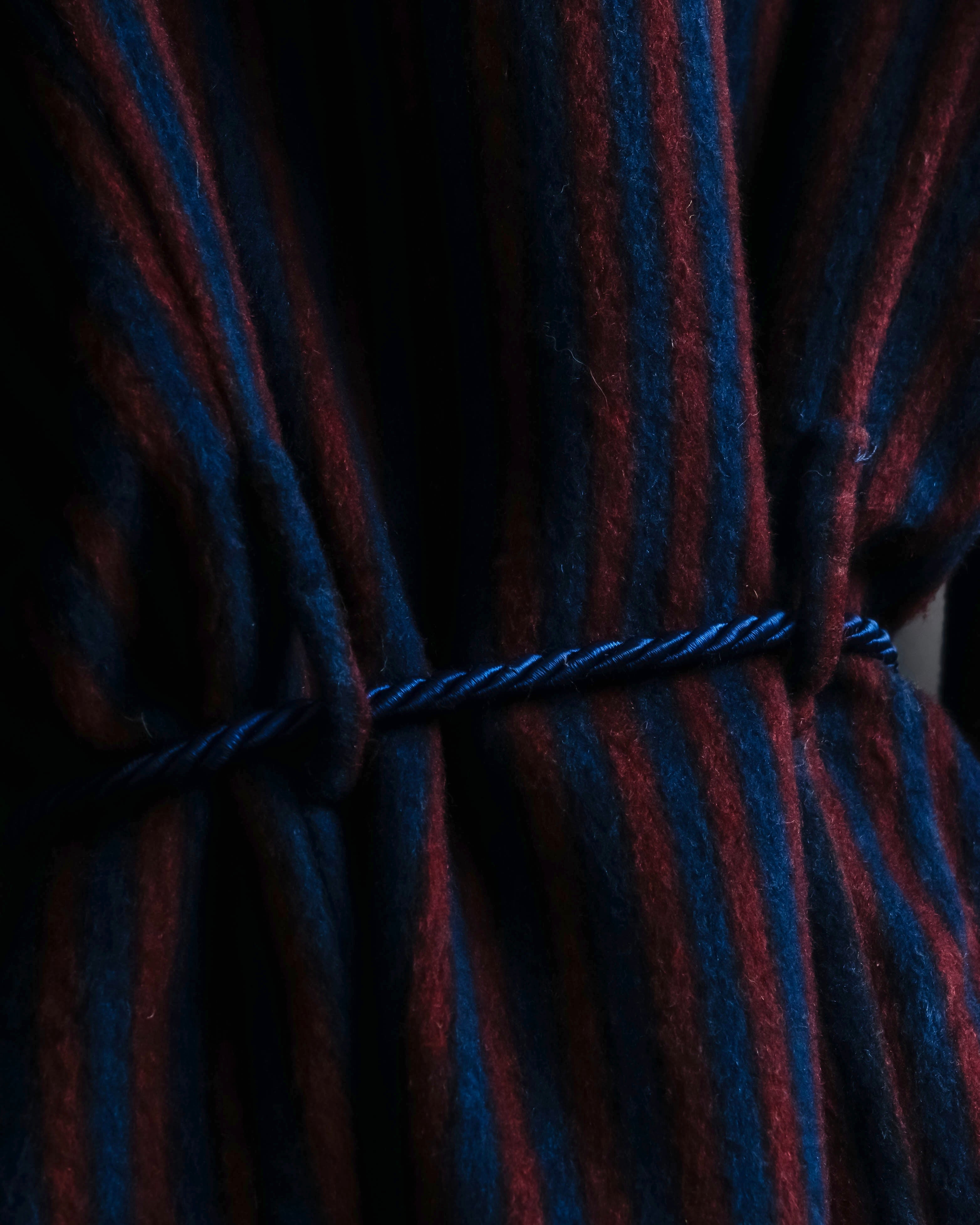 "Vintage striped waist belt design gown coat"