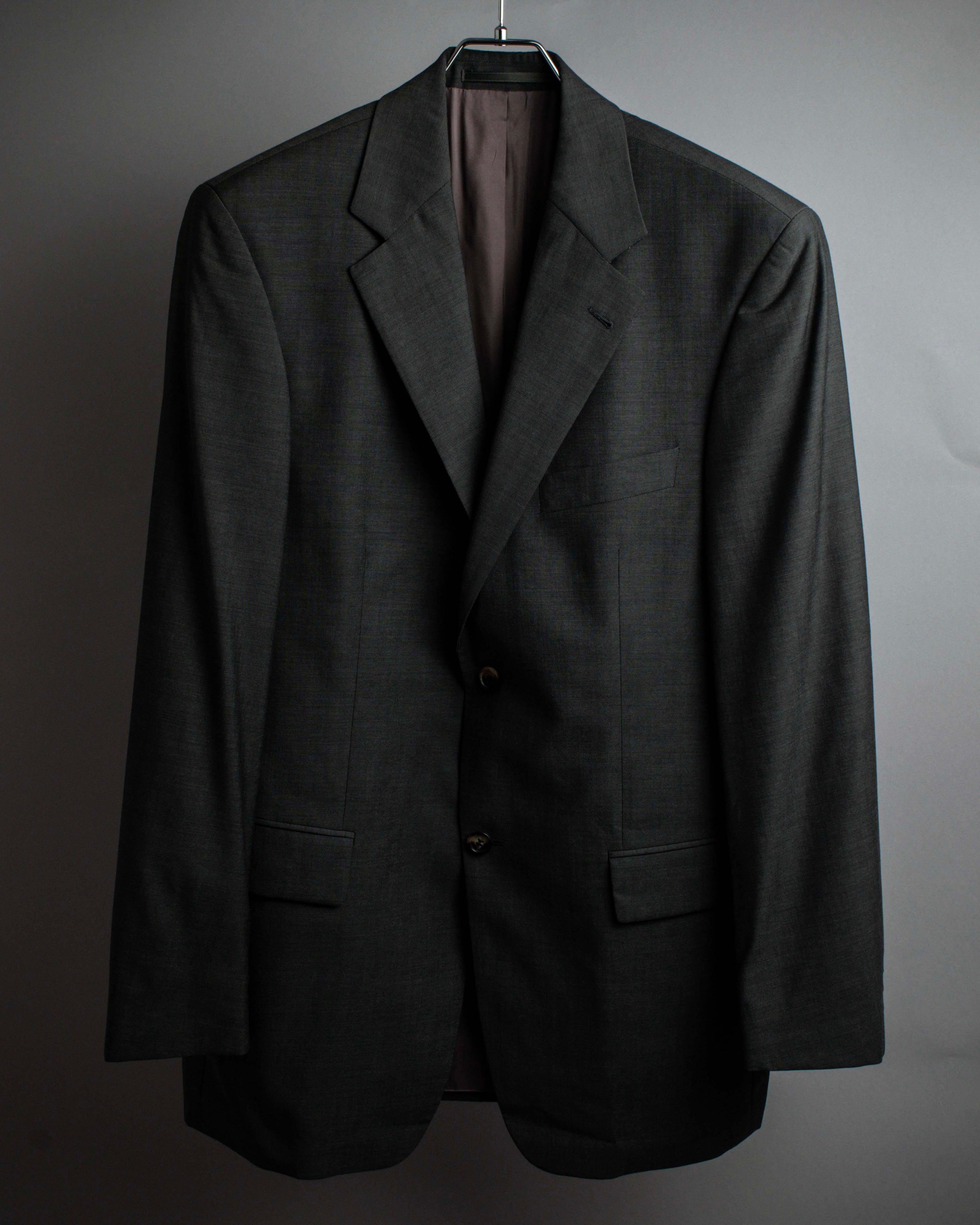 "HUGO BOSS" Fine-gauge wool khaki gray set up