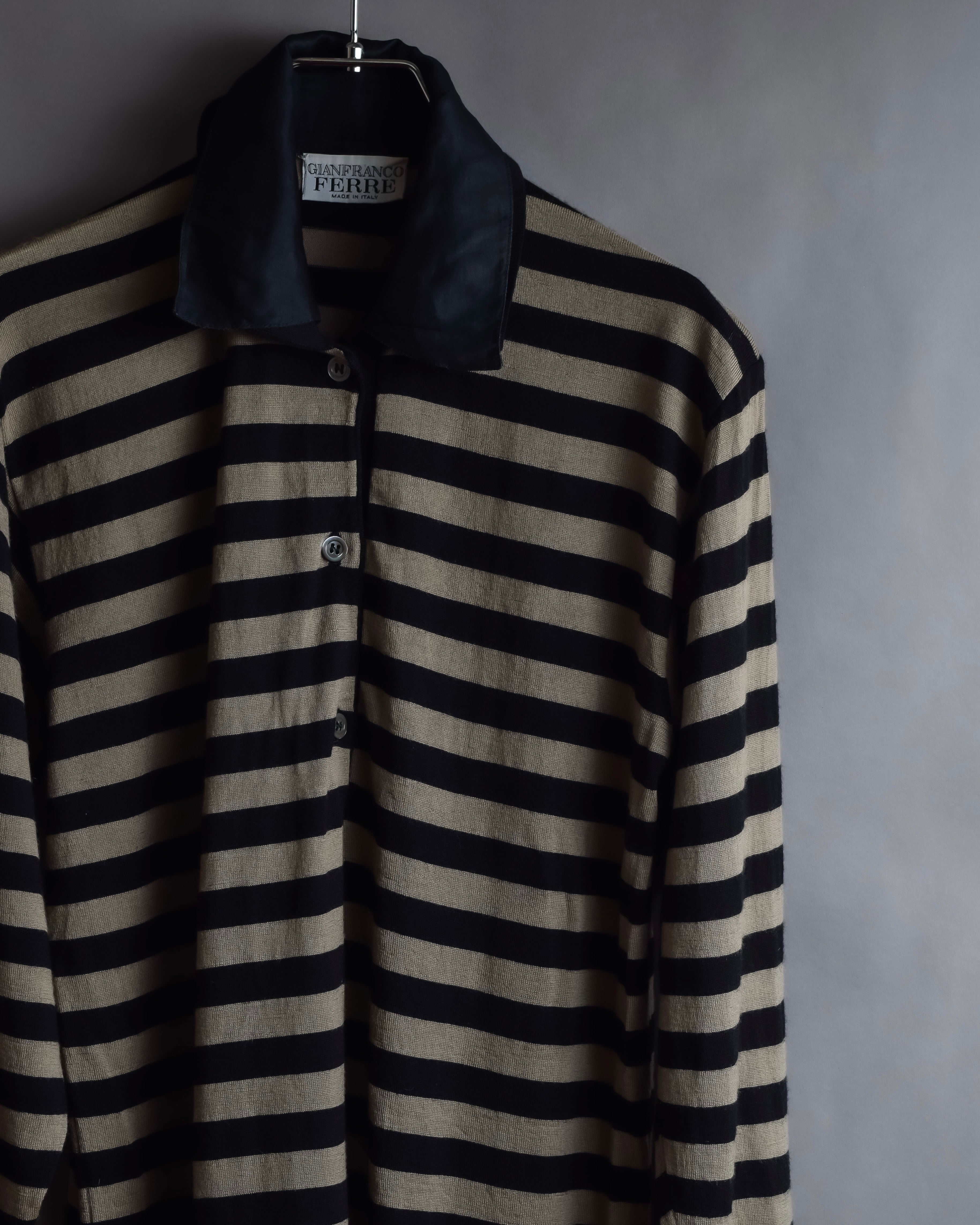 "GIANFRANCO FERRE" Striped contrast collar knit polo