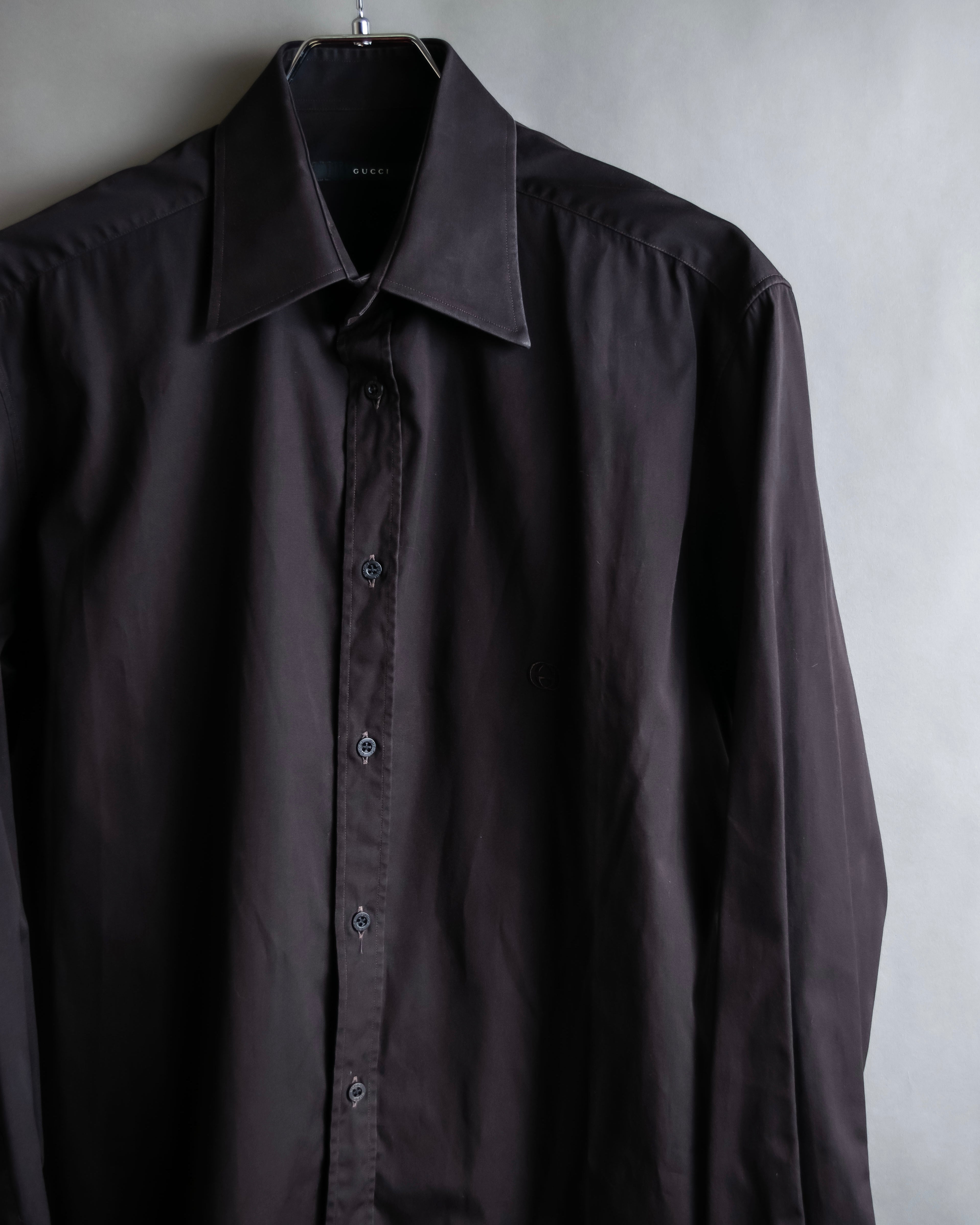 "GUCCI" Spread collar embroidered cotton shirt