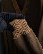 "HERMES" Gaultier period H logo engraved V-neck knit