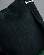 "HERMES" Tout en Douceur black suede panel line shoulder bag