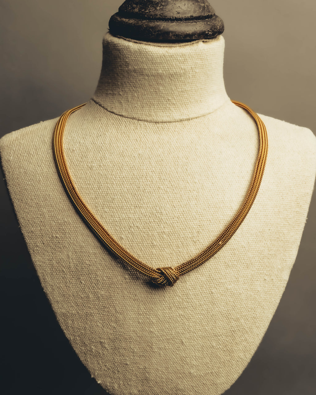 "Christian Dior" Gold tone braided knot costume jewelry necklace