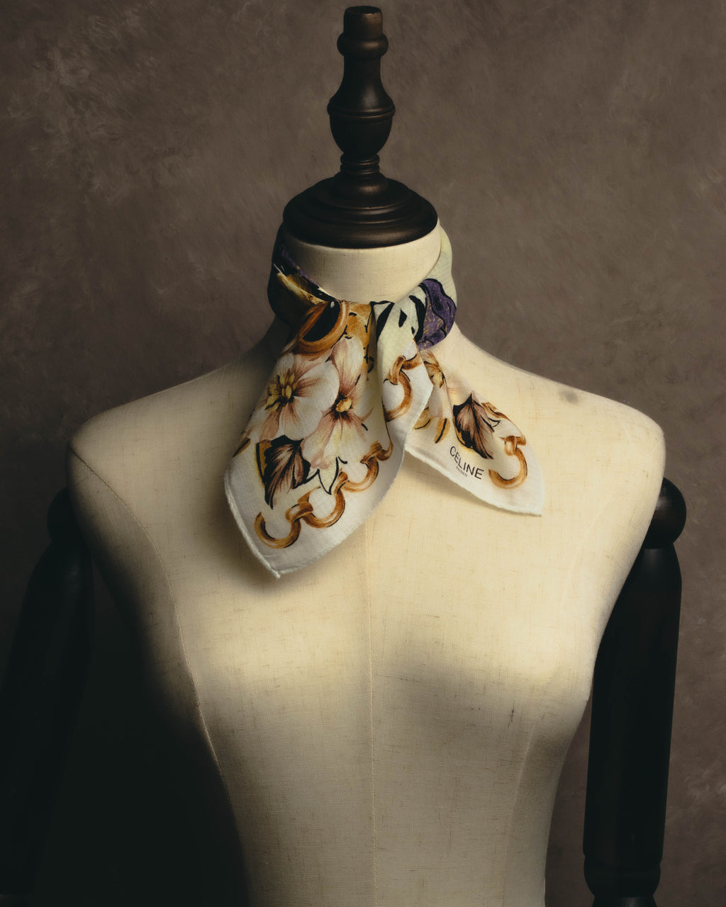 "CELINE" 90's-00's Floral printed cotton scarf