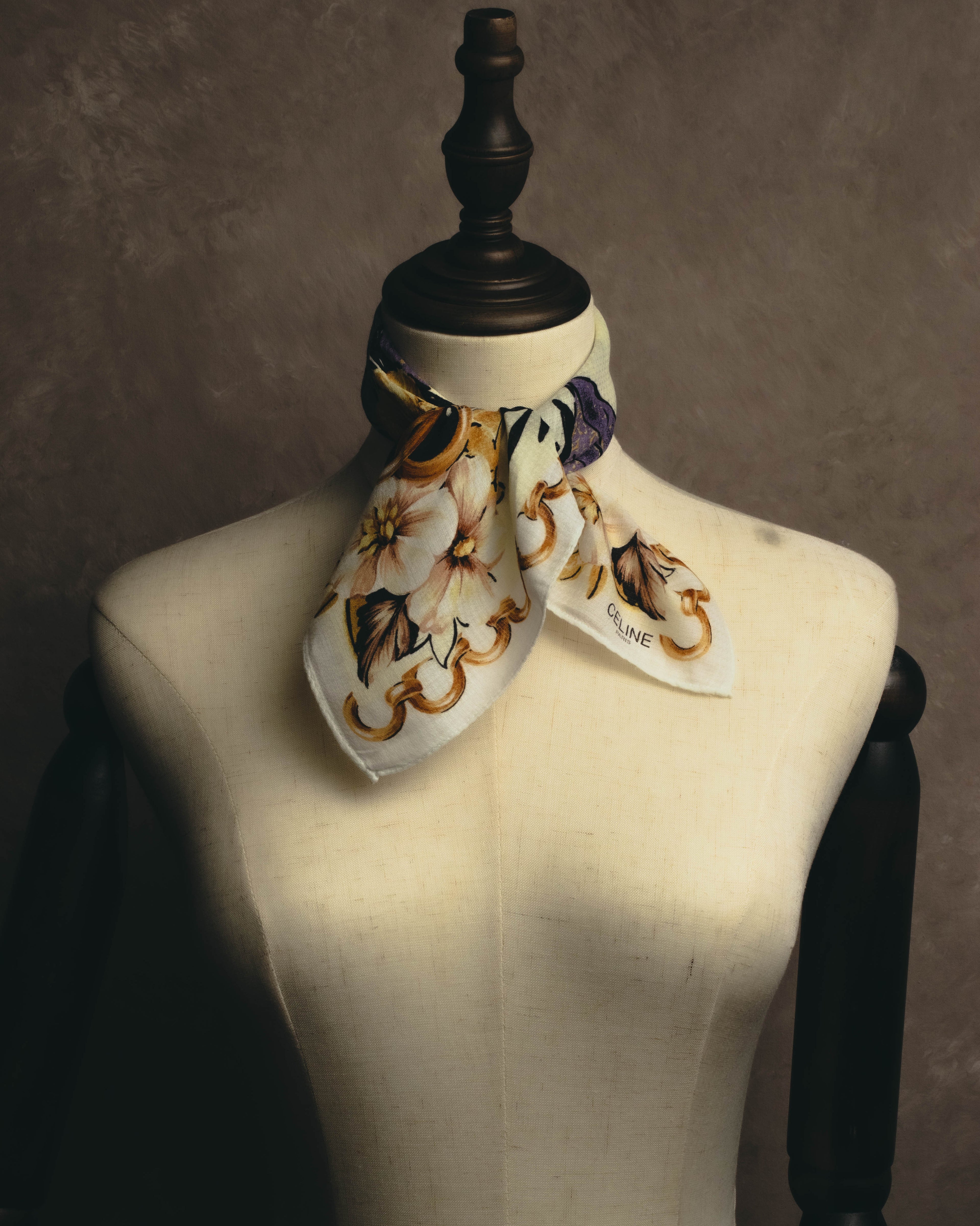 "CELINE" 90's-00's Floral printed cotton scarf