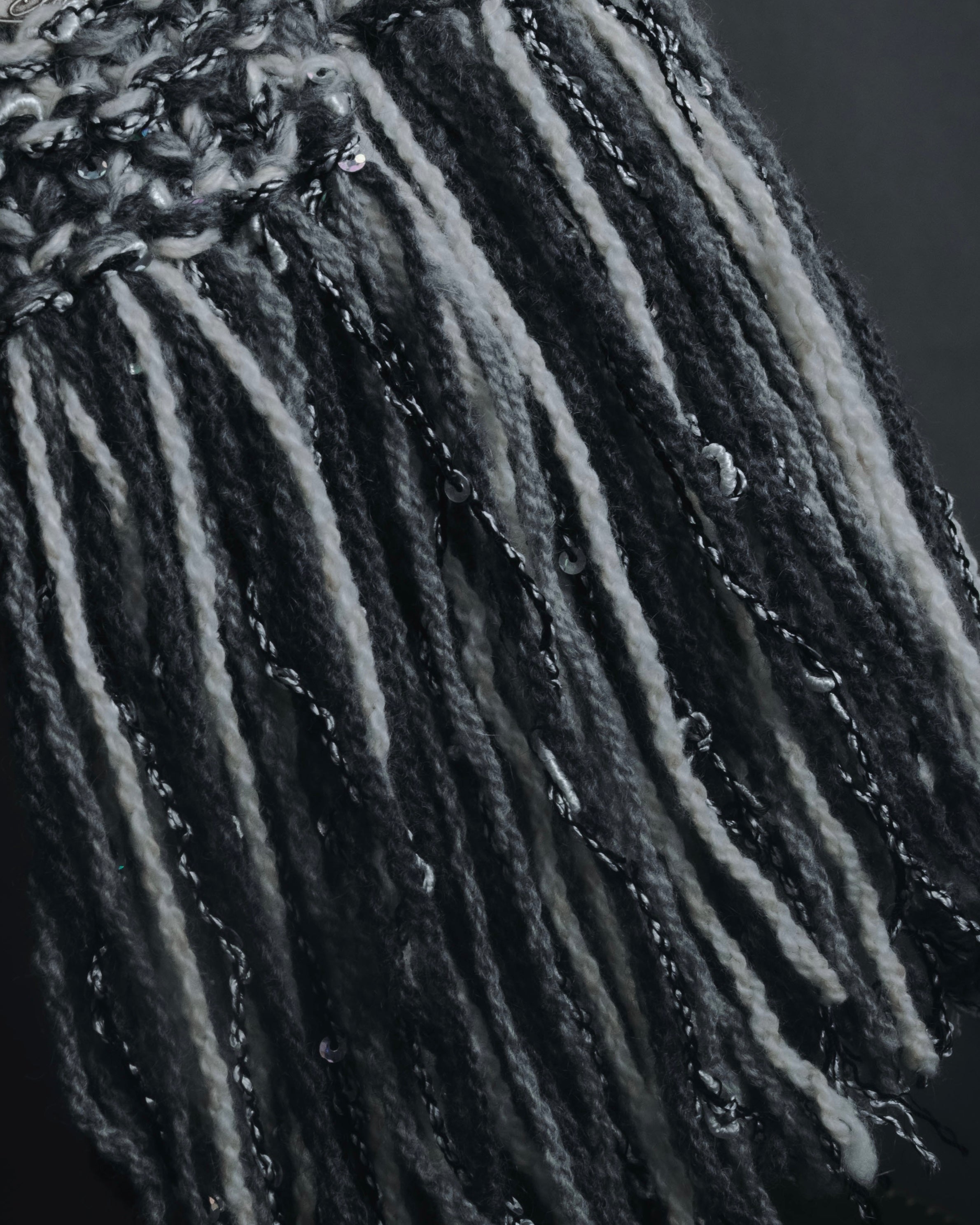 "CHANEL" 2005AW fantasy yarn embellished fringe scarf